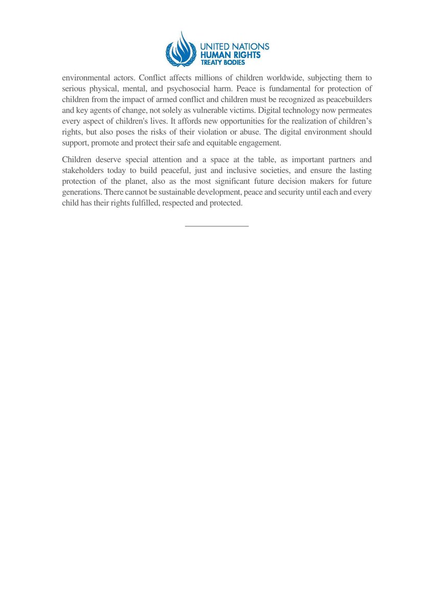 8/12/23 Statement of the Committee on the Rights of the Child on Human Rights Day 2023 Children should be recognized and involved as key actors in the Summit of the Future #UNCRC #childrensrights @lexpsy