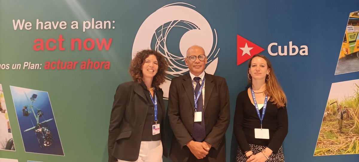 Representantes de @citmacuba y @EnergiaMinasCuba sostienen intercambio con Ministerio de Medio Ambiente y Seguridad Energética de Italia en Pabellón de @Cuba en la #COP28 @ElbaRosaPM @SANTANACITMA @adianez_taboada @ArmandoRguezB