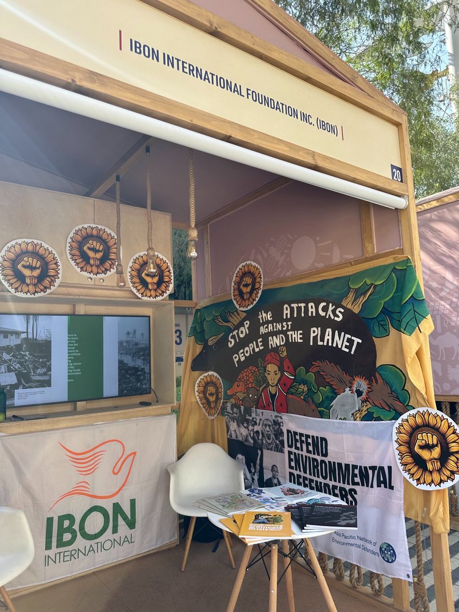 IBONIntlClimate's tweet photo. Visit our booth at #COP28!

We're at booth #20 in Zone B6. You can grab a copy of our recent publications and advocacy pins, and learn more about IBON International's work on #climatejustice.

#Decolonize2Decarbonize https://t.co/t01GqqabW4