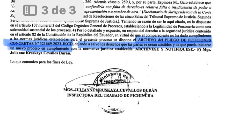 Drwandradee's tweet photo. #CasoElComercio🗞️
ARCHIVAN PLIEGO DE PETICIONES presentado por el Comité Especial, porque sostienen que la aprobación del Sindicato aún ESTÁ EN TRÁMITE  en el mismo Ministerio del Trabajo, lo cual también depende de ellos…en un evidente bloqueo e incumplimiento a lo dispuesto en el Art. 5 CT. 
🗞️De forma inmediata lo volveremos a presentar para evitar estas dilaciones que contribuyen y dan tiempo para que el “grupo corporativo” ponga a buen recaudo sus bienes con el fin de incumplir sus obligaciones laborales con trabajadores, ex trabajadores y jubilados. 
🗞️Exigimos a la ministra de @MinTrabajoEc @ivonneabogada disponga la atención inmediata al “trámite” de aprobación del sindicato, para que lo hayan más pretextos. 
#LosDerechosLaboralesSeRespetan 
#PagaElComercioYA