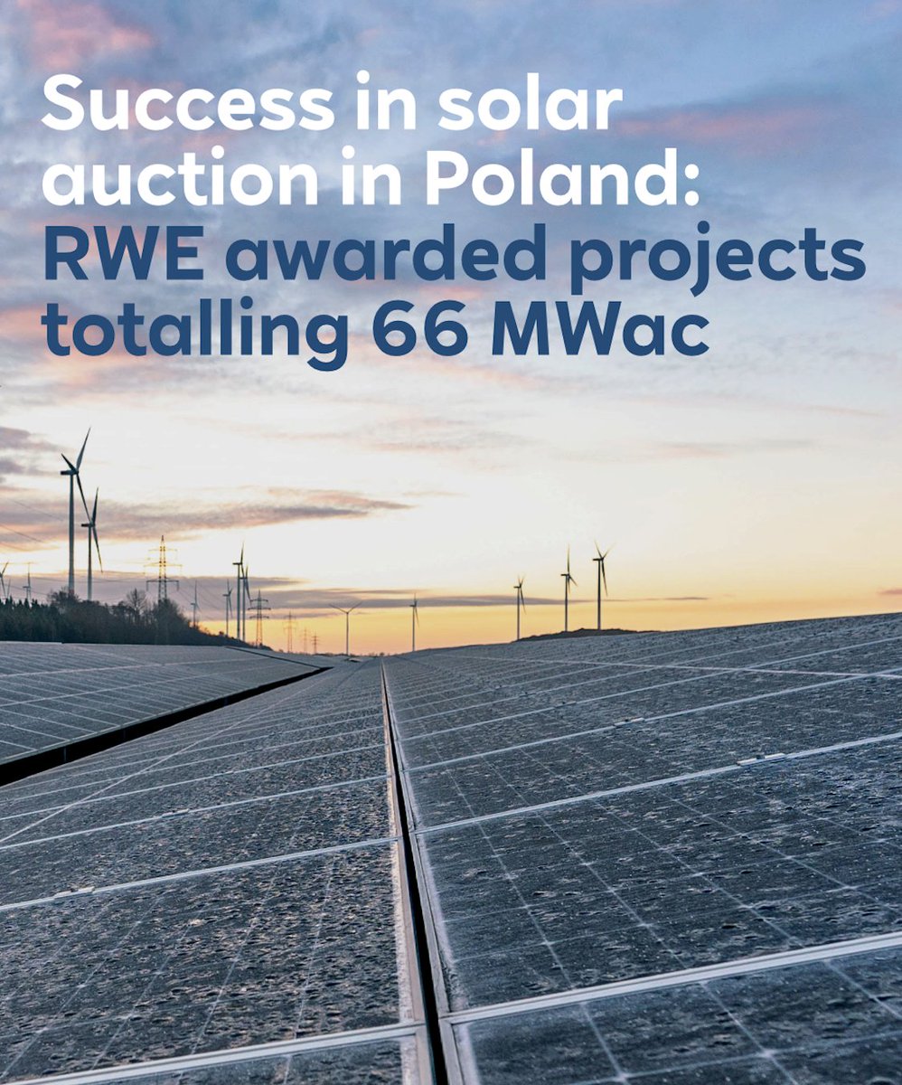 Solar news ☀️: RWE was awarded contracts for 66 MWac solar projects by the Polish Energy Regulatory Office. Construction is set to begin in 2024. This recent success allows us to further enrich our #renewables portfolio in one of our core growth markets. rwe.com/en/press/rwe-r…