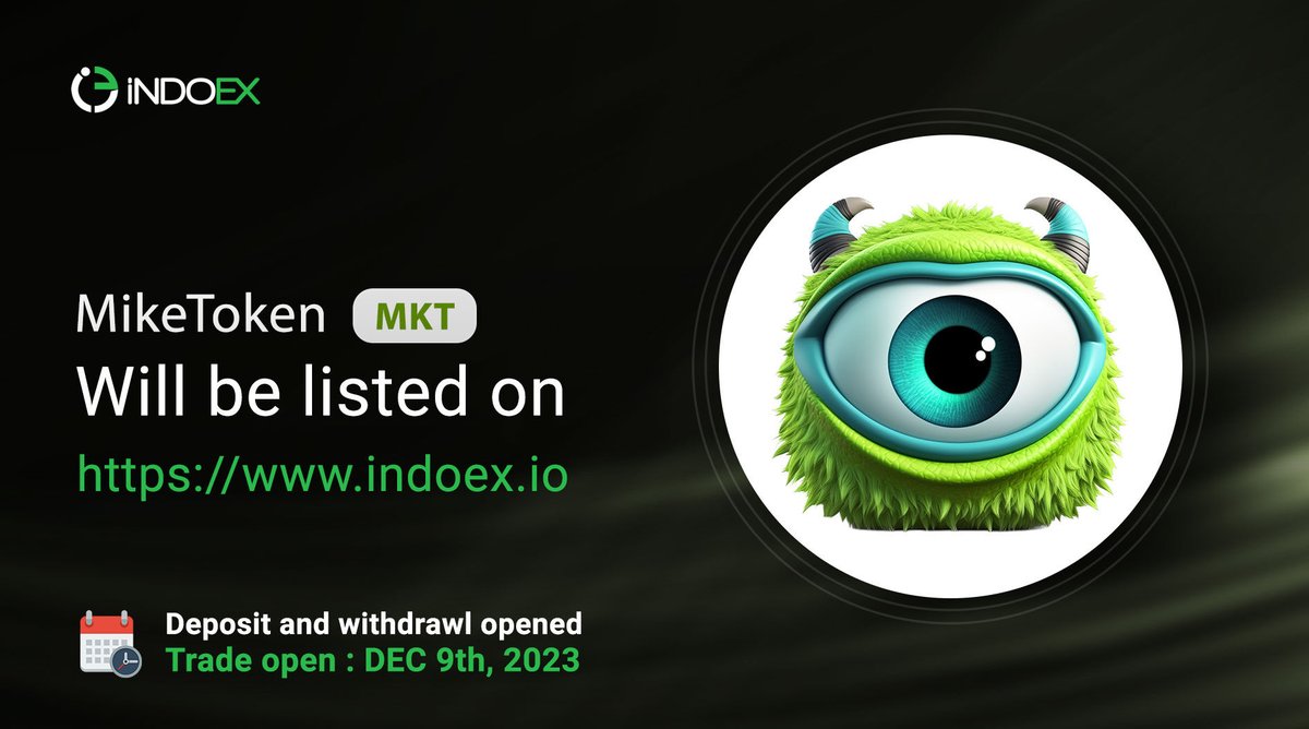 Indoex_LTD's tweet photo. Mike Token (MKT)
Upcoming Listing on indoex
Visit:https://t.co/T7Z0P7G0uK
Twitter:https://t.co/My1JE99adn
TG:https://t.co/Jq0bD5bS93
Visit: https://t.co/QZA9JUjpxb 
Follow us on: https://t.co/7Po3C2eCnT
@MikeTokenio https://t.co/dXewI5d5Cb