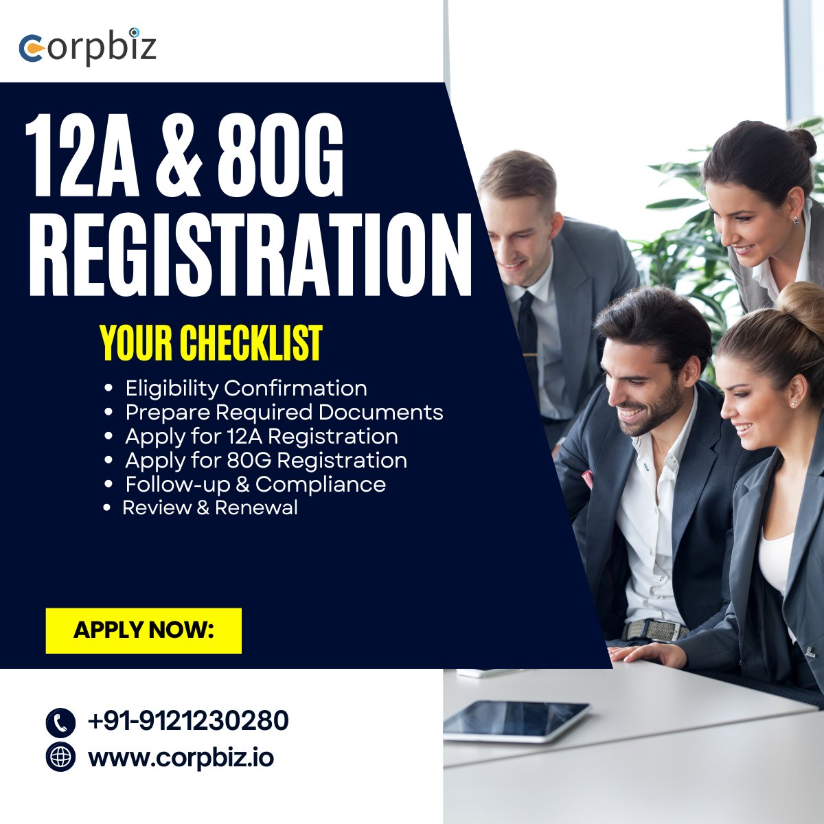 corpbizhq's tweet photo. we specialize in facilitating the 80G and 12A registration processes, empowering #NGOs and #charitable entities to amplify their mission
Join the league of organizations making a difference with @Corpbizhq. ЁЯМИ
#corpbiz #80gregistration #12aregistration #nonprofit #socialimpact https://t.co/X2CYpkvmfz