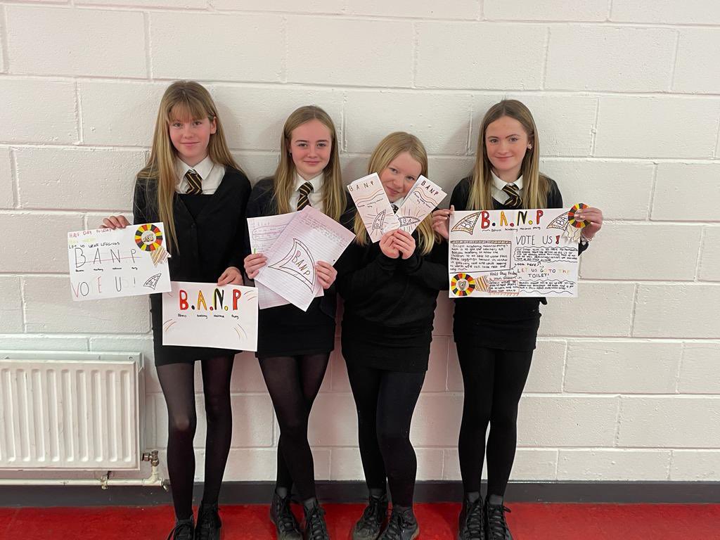 K1B have been creating mock election campaigns in Modern Studies - well done girls ⭐️ <a href="/KinglassHouseBA/">🖤Kinglass House🖤</a> <a href="/Boness_Academy/">Bo'ness Academy</a>
