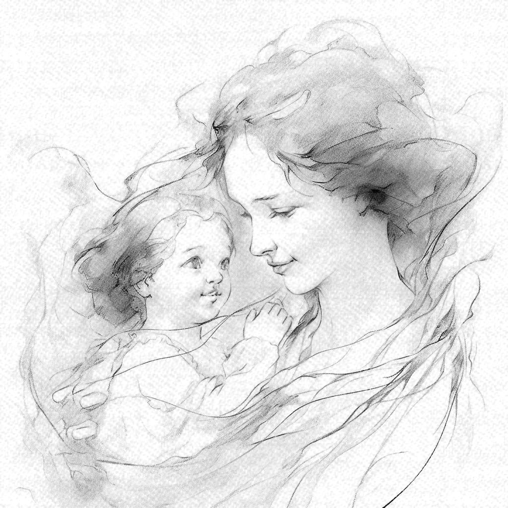 Mother and Baby 💞 #AIArt #digitalartwork #AIArtwork #イラスト #イラスト好きな人と繋がりたい