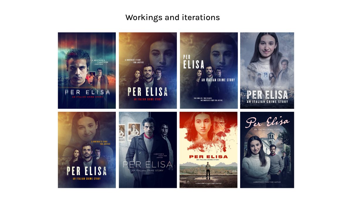 wearelcd's tweet photo. Our latest key art for @itvstudios new crime drama Per Elisa: An Italian Crime Story. Here’s the finished article and a sneak peek at our workings and iterations. See more on our website! https://t.co/v70WWtBYCr