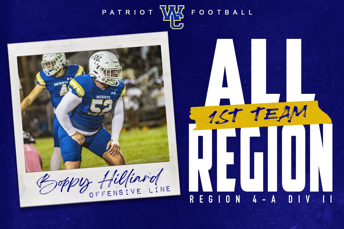 Congratulations to <a href="/BoppyHilliard/">Boppy Hilliard</a> for being selected by the Region Coaches as a 1st team Offensive Lineman