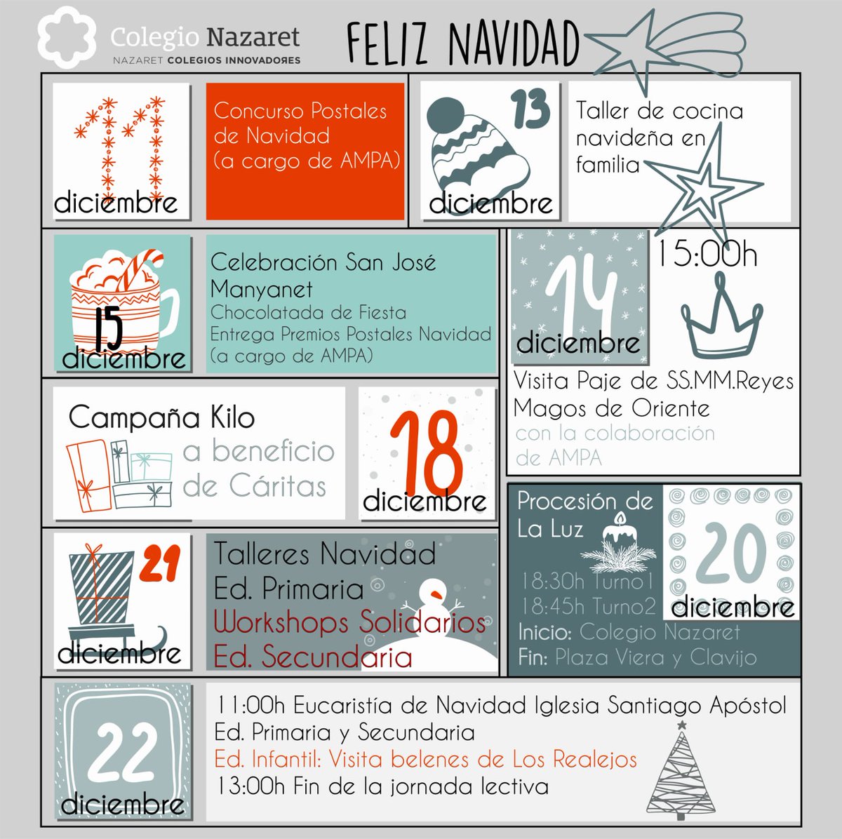 🎄Atención familias! ¡Les invitamos a vivir con nosotros unas navidades muy muy especiales! ¡Contamos con todos ustedes! #NazaretEsFamilia
.
.
#150Años #ColeInnovadores #OptimismoUrgente