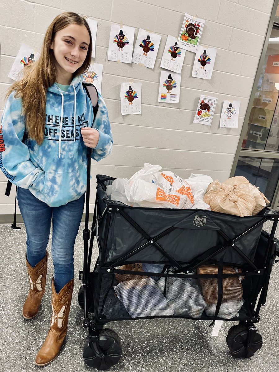 mbullard's tweet photo. When you receive the first donation for the StuCo food drive and it’s a WAGONFUL - it makes your heart smile. Love my CREW! @LakesideMS_Lex1 @IveyFHomer https://t.co/02IWtWGaVT