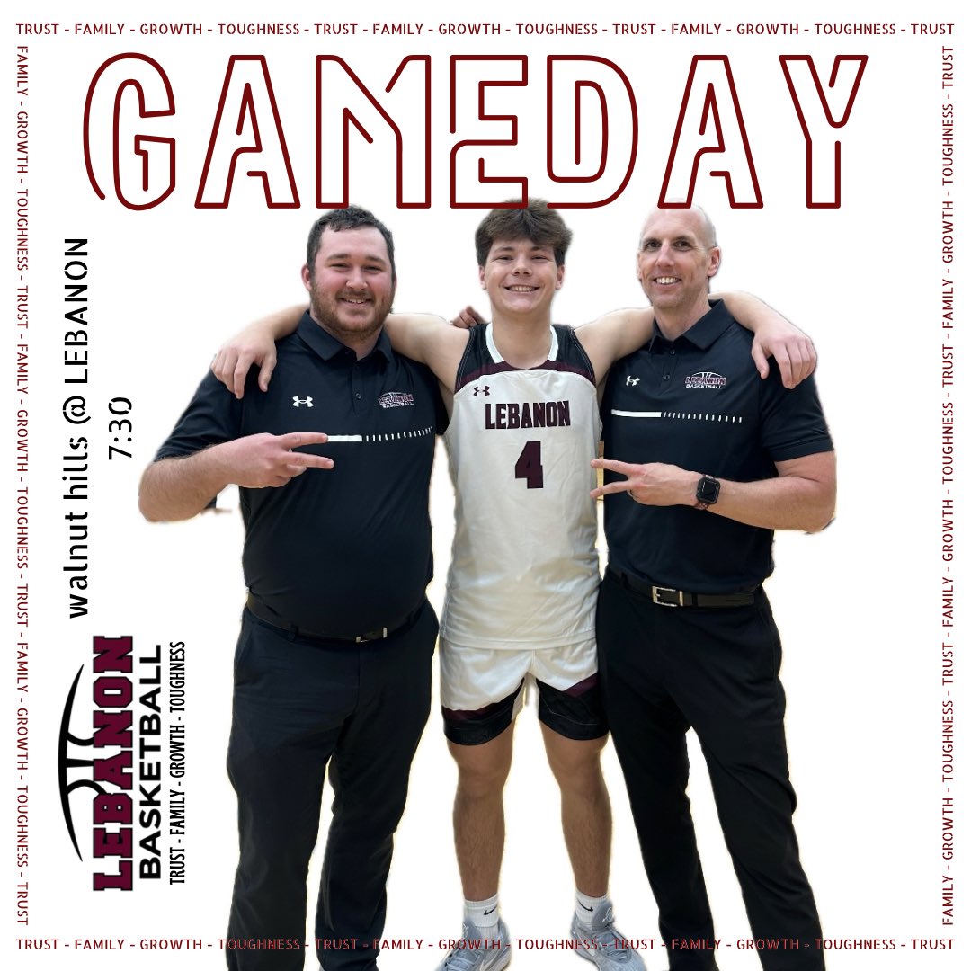 LebanonHSBball's tweet photo. Gameday!
🕢—7:30
🏫—Lebanon High School
vs. Walnut Hills
#trustfamilygrowthtoughness https://t.co/y4UAOzcSD1