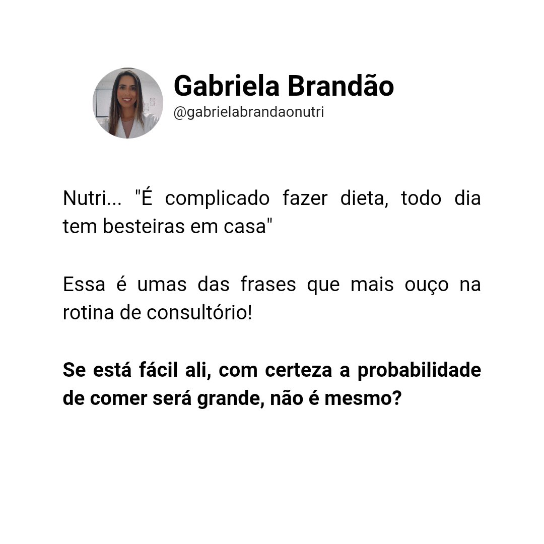 gabrielabnutri's tweet photo. Resistir às tentações pode ser um verdadeiro desafio, né? 

Muitas vezes estamos cercados por estímulos que nos levam a agir de forma impulsiva. 

Dificultar o acesso deles na rotina ajuda demais no ambiente que você vive ou frequenta. https://t.co/qA8a4983hp