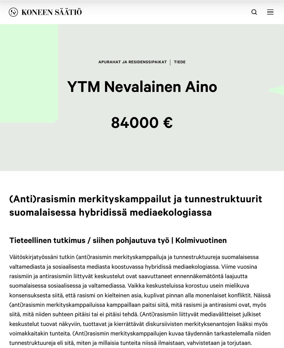 Aino Nevalainen (@nevalaino) on Twitter photo Suuri kiitos <a href="/KoneenSaatio/">Koneen Säätiö</a> kolmivuotisesta rahoituksesta väikkärilleni (Anti)rasismin merkityskamppailut ja tunnestruktuurit suomalaisessa hybridissä mediaekologiassa! Ihanaa jatkaa töitä <a href="/CEREN_Helsinki/">CEREN Helsinki</a> yhteisössä ❤️ #koneensaatio Suuri kiitos <a href="/KoneenSaatio/">Koneen Säätiö</a> kolmivuotisesta rahoituksesta väikkärilleni (Anti)rasismin merkityskamppailut ja tunnestruktuurit suomalaisessa hybridissä mediaekologiassa! Ihanaa jatkaa töitä <a href="/CEREN_Helsinki/">CEREN Helsinki</a> yhteisössä ❤️ #koneensaatio