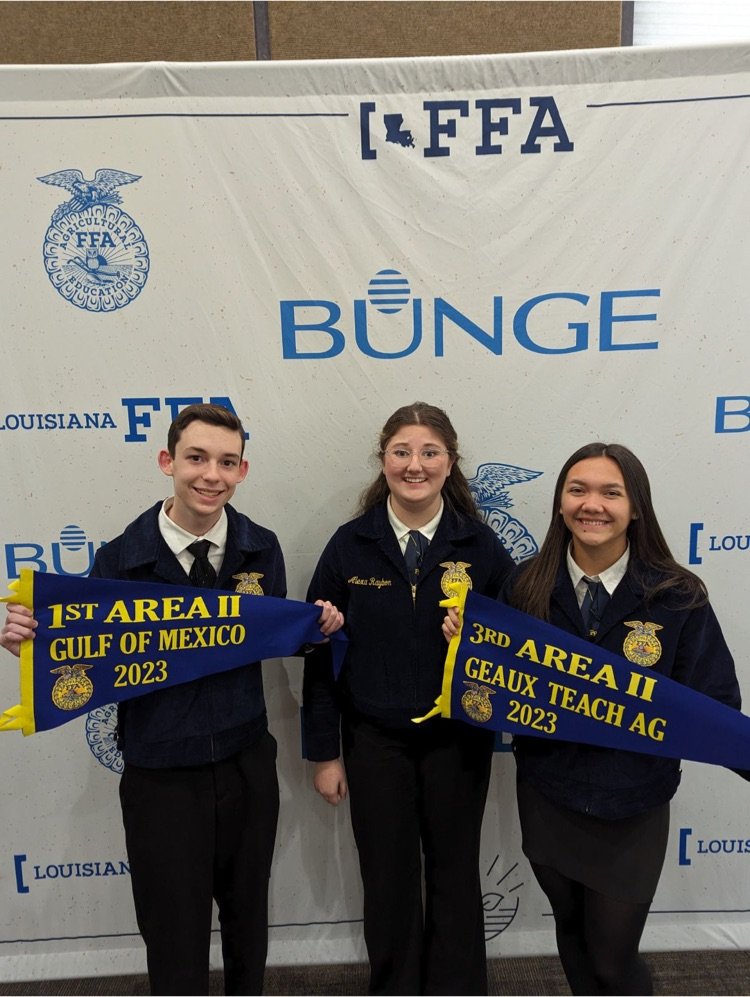 DesotoParish's tweet photo. Congratulations to NDHS students Noah S. and Audrey S for placing at the LAFFA Area II Leadership Development Events. Join us in congratulating the students and wishing Noah good luck as he competes at state next week! They are #DeSotoStrong! https://t.co/8t3raR4hq9