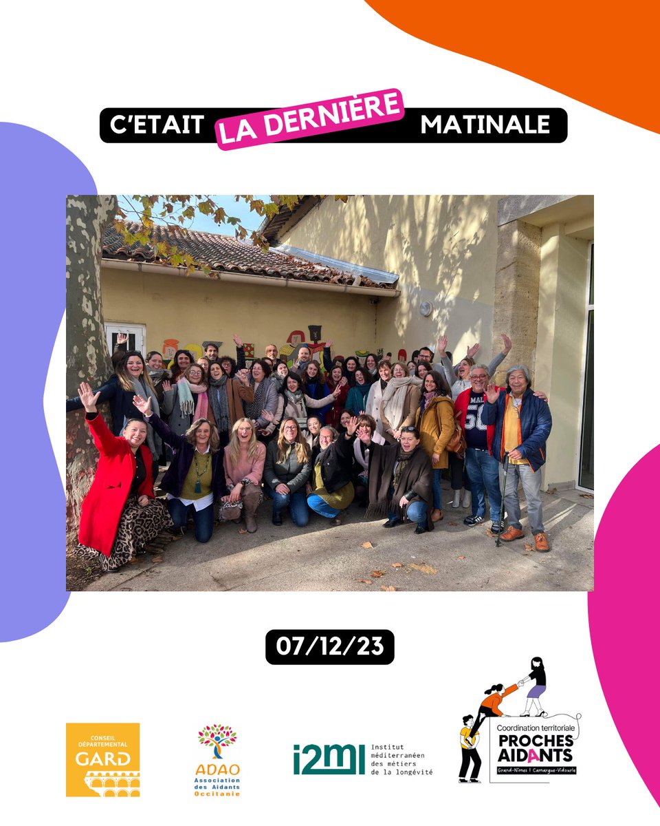 FondationI2ML's tweet image. Un chapitre se clôture pour l&apos;association ADAO &amp;amp; l&apos;institut I2ML📢
La Coordination territoriale en faveur des proches aidants sur le Grand Nîmes et Camargue Vidourle se termine. Elle est financée par le Conseil départemental du @Gard depuis 2020.
Nous avons hâte d&apos;en savoir plus!