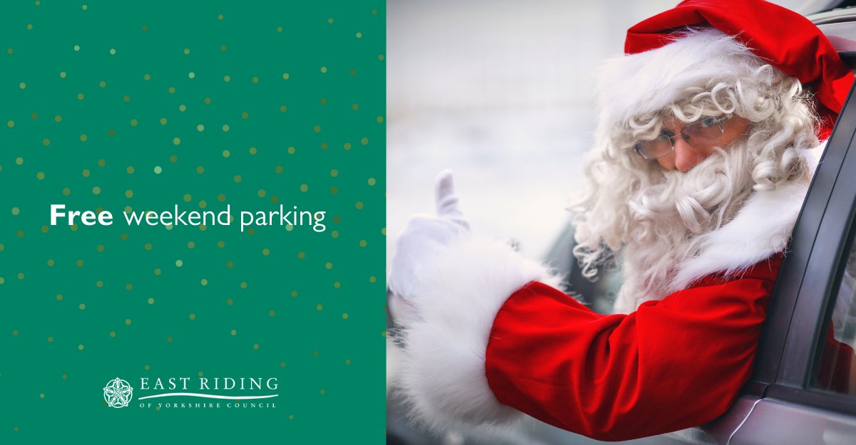 East_Riding's tweet photo. Out and about this weekend? Free weekend parking continues across the East Riding 🎄
For further details visit https://t.co/YheZRRNAi3 https://t.co/pwja6mtAJ9