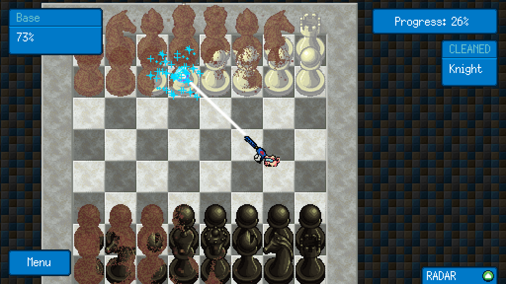 Four levels to wash in Pixel Washer: campground, batting cages, museum ... giant chess board?!

🏠🫧🔫🐷🎮❤️ #screenshotsaturday
