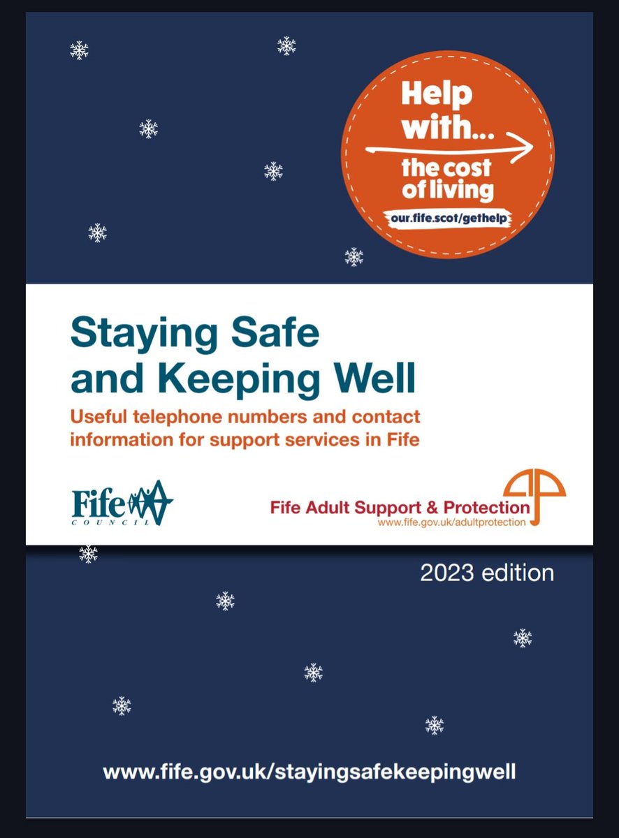 The Staying Safe and Keeping Well 2023 booklet cpntains information for Fife support services. This includes possible help and advice with food, bills, health and wellbeing, keeping connected and bereavement support. Visit fife.gov.uk/stayingsafekee… #fife @nhsfife #nhsfife