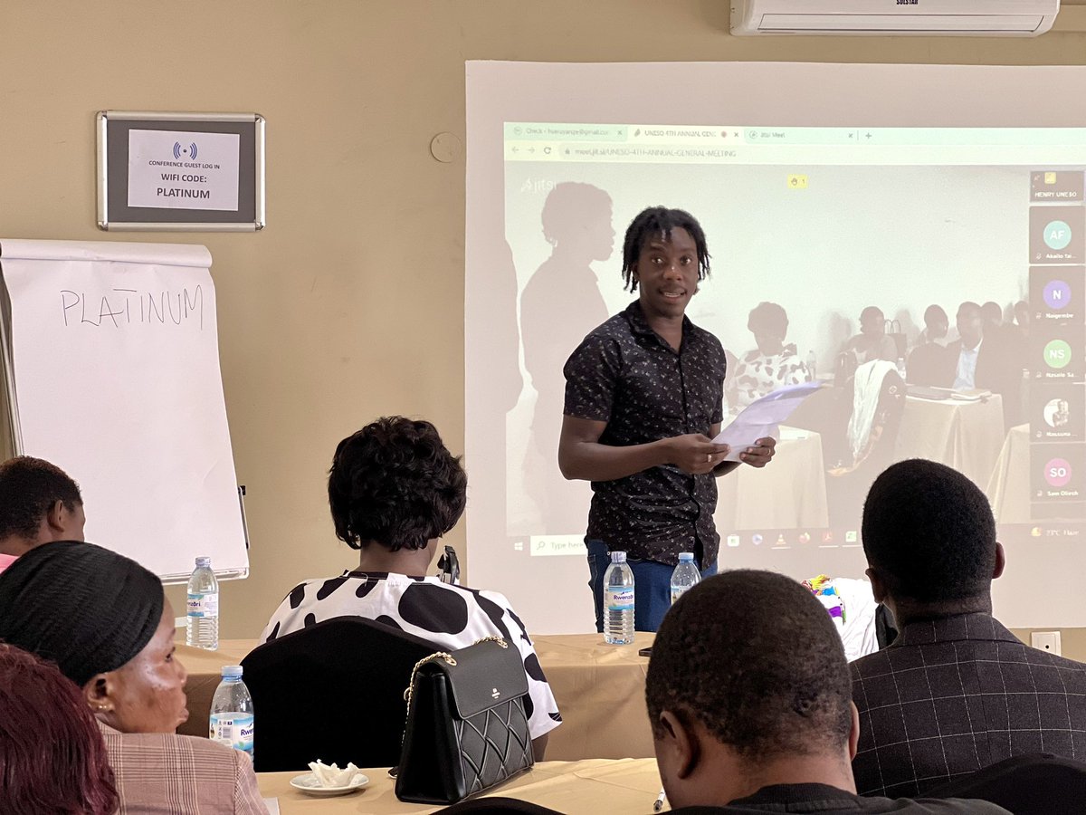 UnesoUganda's tweet photo. As UNESO Board of directors, we appreciate the resilience of the movement in these trying times and we applause the UNESO staff for moving the network mandate as per the strategic plan. - @jolouierodgs giving the governance report at the UNESO 4th AGM.

Happening at the UNESO AGM https://t.co/3v0TsGoLXo