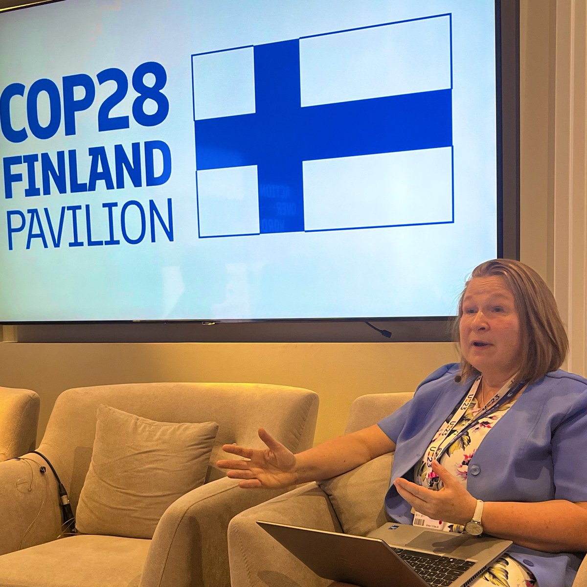 Outi Honkatukia, EU's negotiator for financial topics, expresses optimism as ministerial consultations kick off. Our focus is on phasing out and phasing down fossil fuels. We just do not yet know how it can be expressed. #cop28 #climateaction