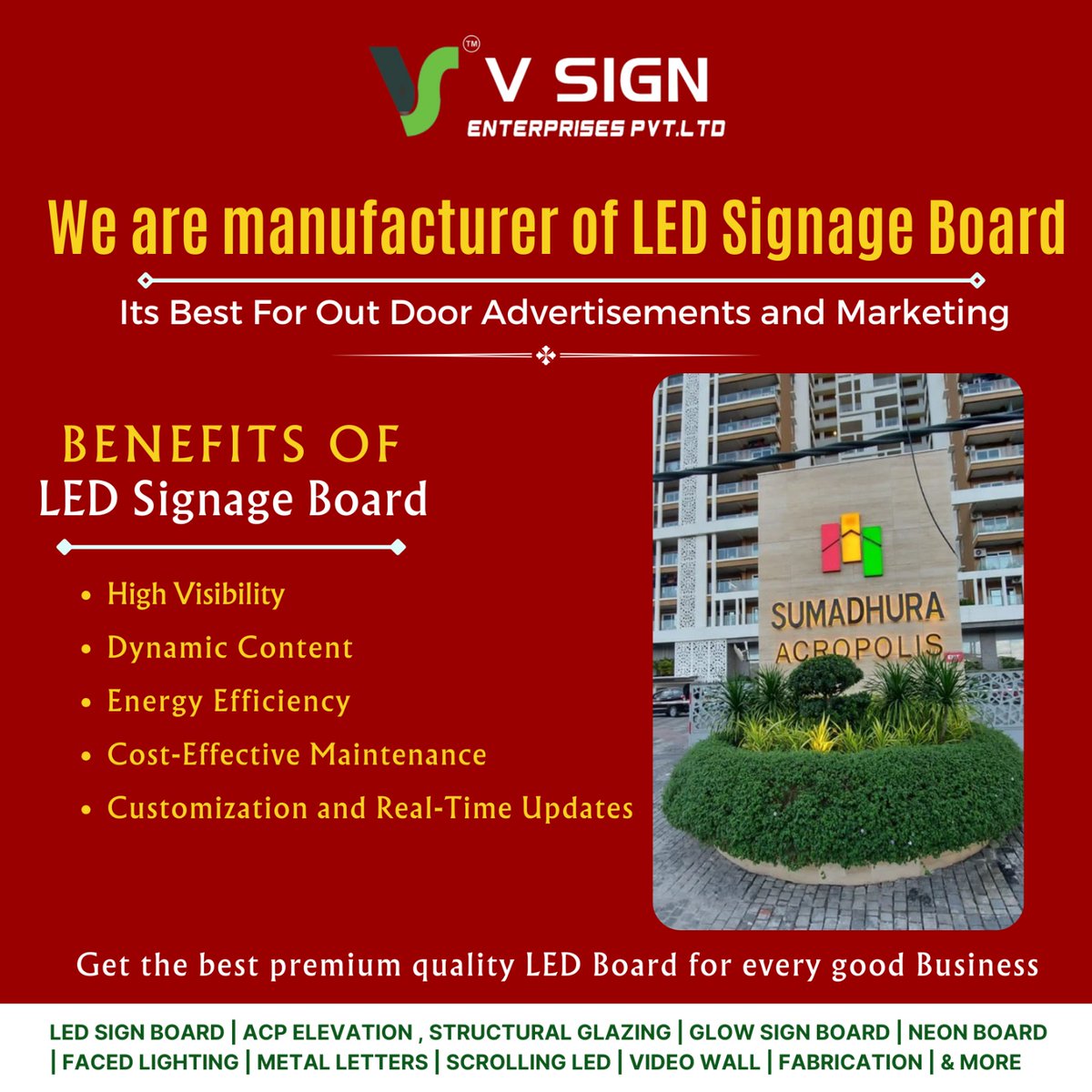 vsignpvtltd's tweet image. Illuminate your brand with our LED Signage Boards, specially crafted for impactful outdoor advertising and marketing. 🌟✨
#vsignenterprises #LEDAdvertising #SignageBoard #neonlightsinages #sinageservicesnearme #ledletters #ledworks #ledsignages #signmaker #signshop #signboard