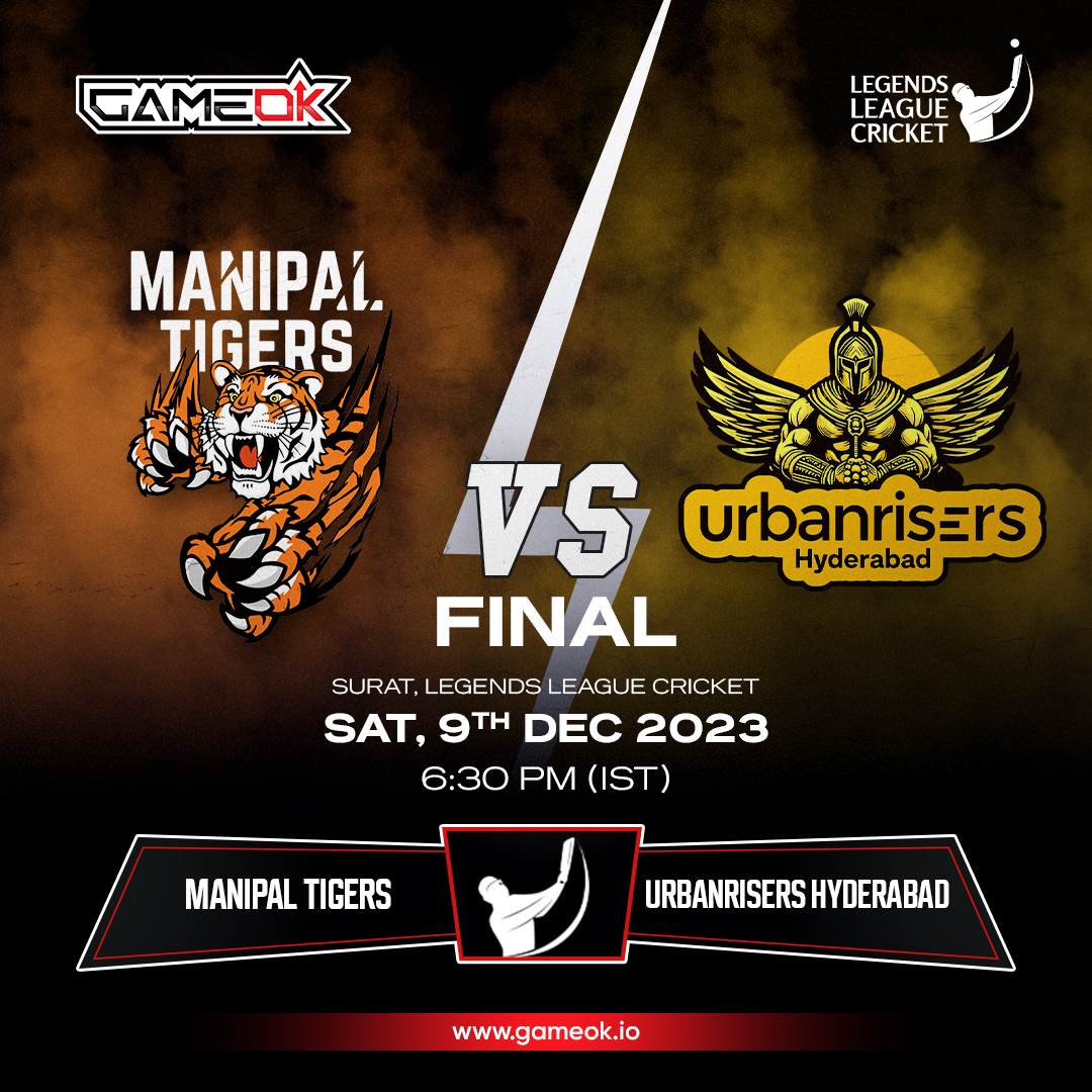 Legends League Cricket Final: Who will roar to victory?

Get ready for a thrilling battle as the #ManipalTigers take on the #UrbanrisersHyderabad in the Legends League Cricket Final!

Saturday, 09 December 2023
⏰ Time: 6:30 PM IST

Which team will lift the trophy? Place your…