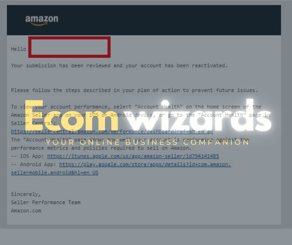 EcomWizards_'s tweet photo. 🚀EcomWizards does it again!🌟We successfully reinstated a client's Amazon account, turning setbacks into triumphs. Our team's dedication and strategic approach make us your go-to for digital marketing success!🌐 

#Amazonsellers #AmazonPPC #AmazonFBA #AmazonFBM #AmazonExperts https://t.co/0Oy1wr062J
