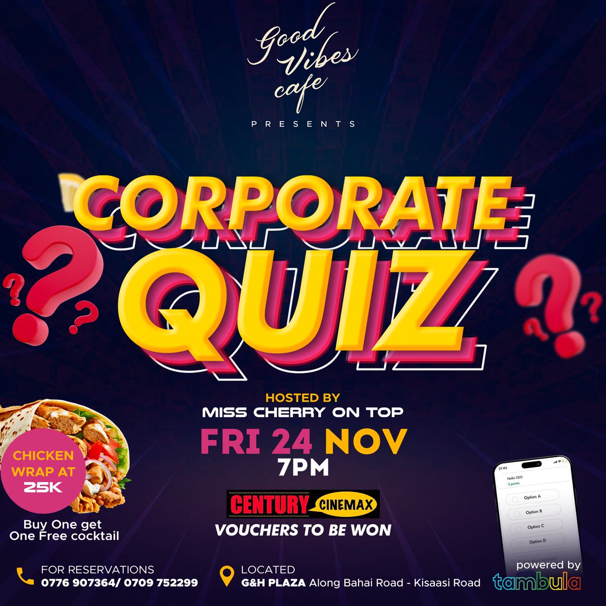 Don't dare miss, chicken wrap on promo. Cocktails buy 1 get 1 free #Come let's have some fun