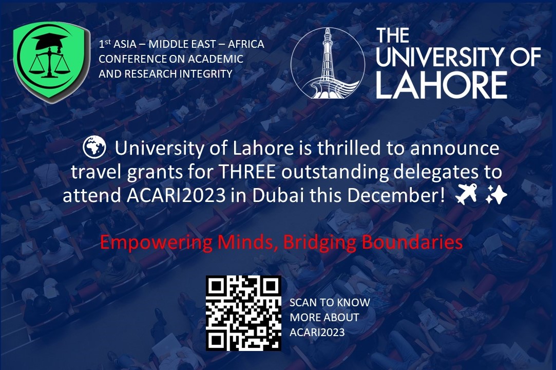 We are grateful to @UniversityofLahore #UOL for supporting the conference with travel grants!

#igniteintegrity #togetherwecan Dr. Shahid Soroya