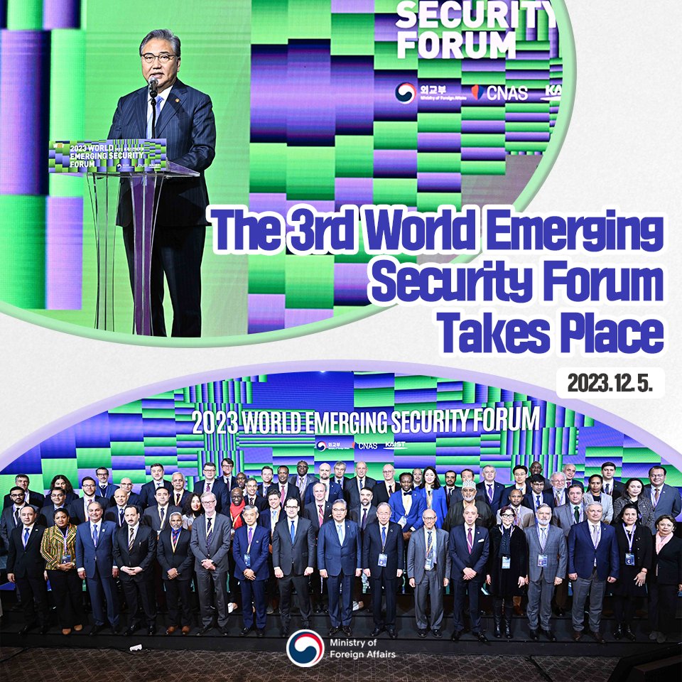 The Ministry of Foreign Affairs hosted the 3rd World Emerging Security Forum together with the Center for a New American Security (CNAS) and the Korea Advanced Institute of Science and Technology (KAIST) on December 5 in Seoul.>vo.la/KVlXy