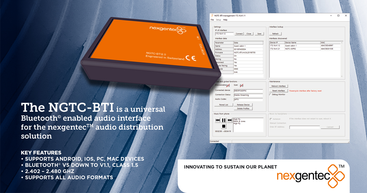 Nexgentec1's tweet photo. Connect your music from any device via Bluetooth to the sound system with the #nexgentec BTI - easy management! Supports Android, OIS, PC, MAC devices #timesaver #unlimited #flexibility #audio #AV #AVOIP #robust #space #easy #software #featureset #b2b #efficiency #performance https://t.co/BX5BgxNygC