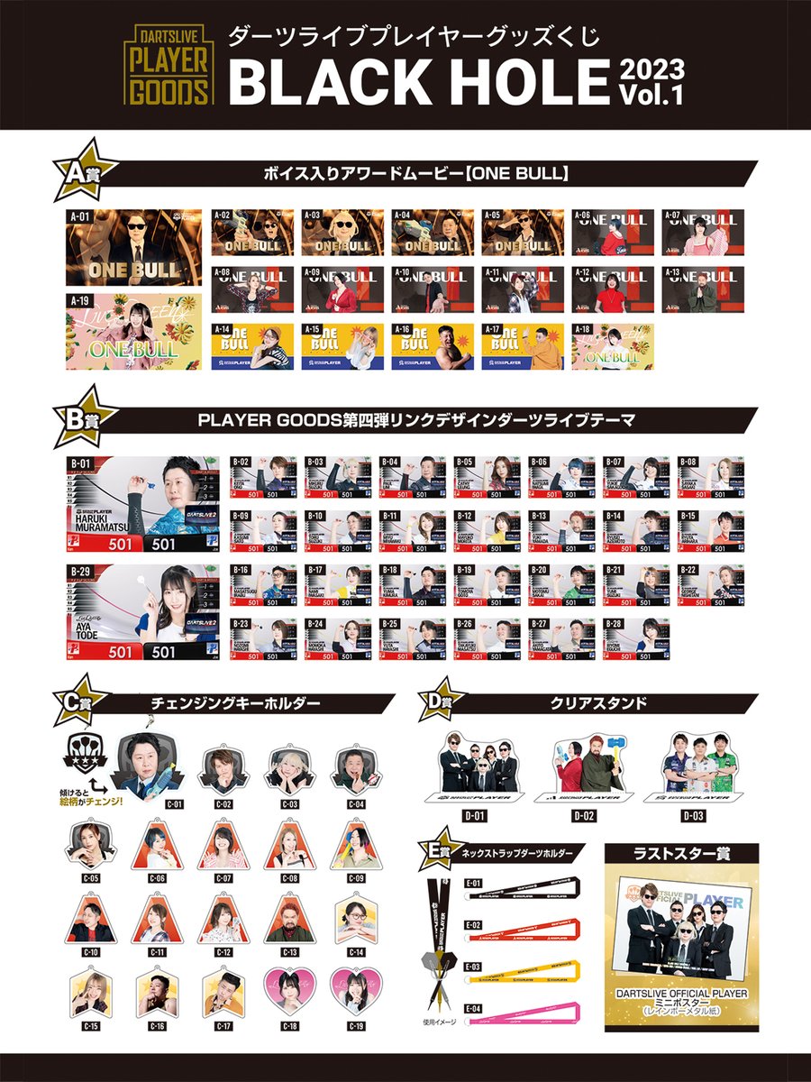 ダーツライブ公式 в X: „ダーツライブプレイヤーグッズくじ BLACK HOLE 2023 Vol.1 / 🗣️ 12月22日(金)18時発売決定!🎊 \ 大好評のボイス入りアワードムービー「ONE BULL」をはじめ、同時発売となるPLAYER GOODS 第四段とリンクデザインの新作ダーツライブテーマ ダーツライブ公式 в X: „ダーツライブプレイヤーグッズくじ BLACK HOLE 2023 Vol.1 / 🗣️ 12月22日(金)18時発売決定!🎊 \ 大好評のボイス入りアワードムービー「ONE BULL」をはじめ、同時発売となるPLAYER GOODS 第四段とリンクデザインの新作ダーツライブテーマ