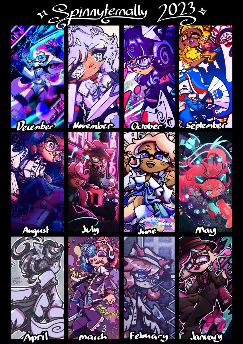 spinnyternally's tweet photo. 2023 was crazy for my art style fr 

#artistrecap #artistrecap2023 #ocart #cametek #splatoon3 https://t.co/aYddDNDsGM