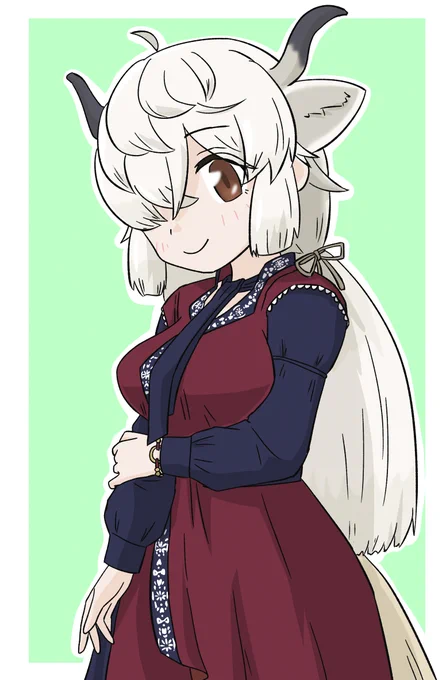 おでかけようの服なヤクさん!! ウシの仲間だから大きいのかぁ #けものフレンズ3 #ヤク