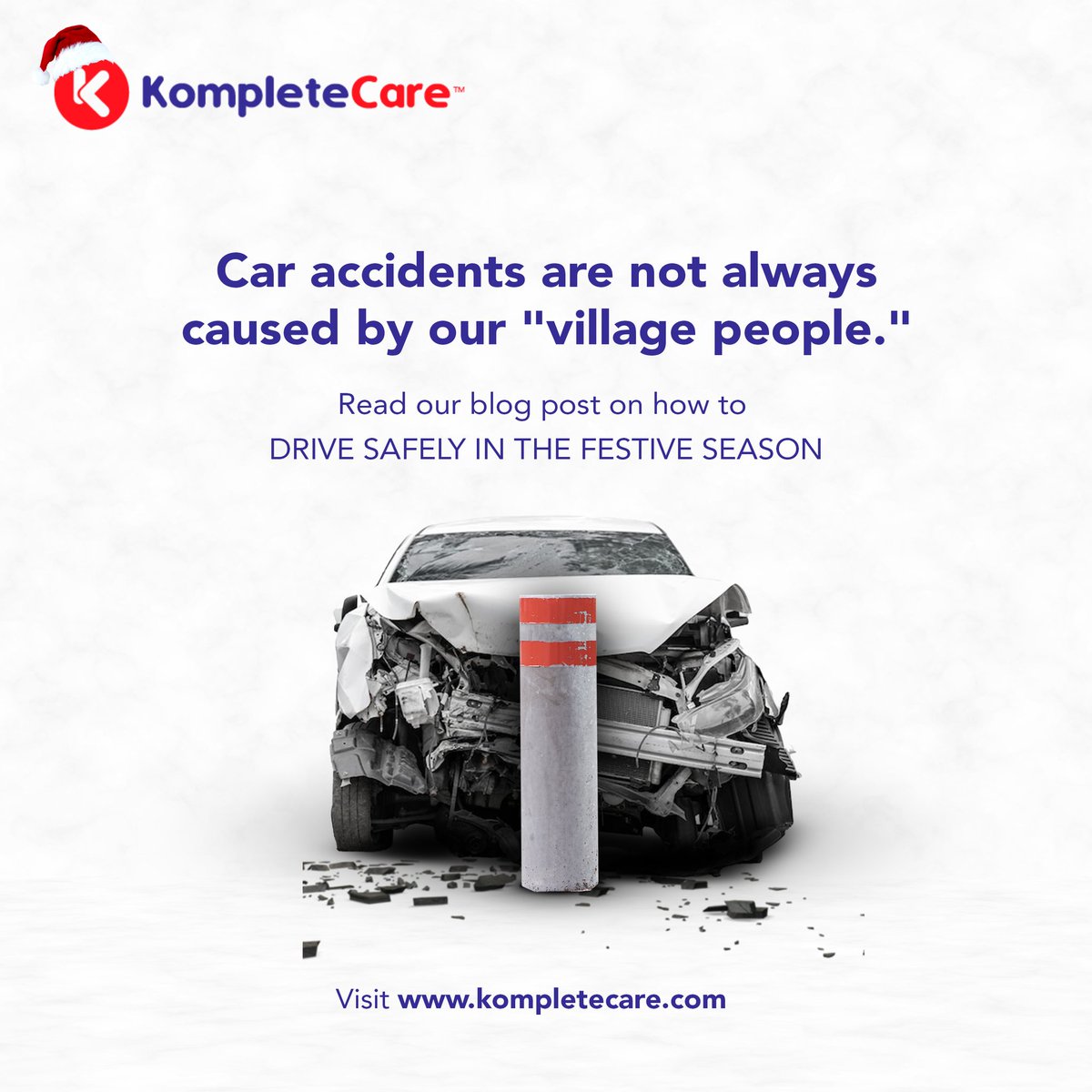 KompleteCare's tweet photo. Have you noticed that there tend to be more car accidents in December?
Don't blame "village people." Read our short article on DRIVING SAFELY IN THE FESTIVE SEASON.
Read full article here: https://t.co/jIWhIuPUSl
#festiveseason #safedriving #drivingsafe #roadsafety https://t.co/AniPZysYeD