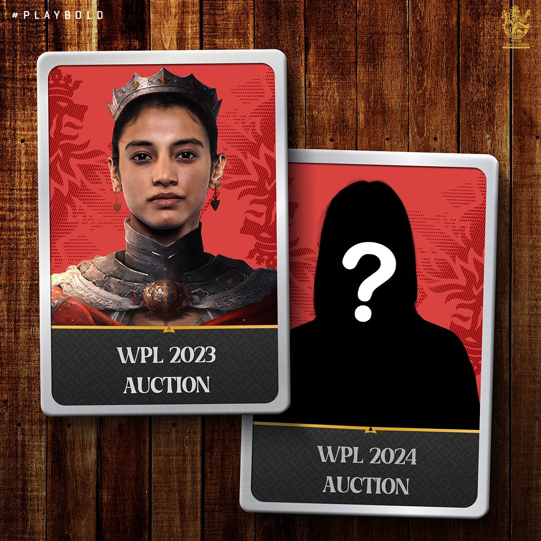 First Pick at the #TATAWPLAuction for RCB 🔨
#WPL2023: Smriti 👸
#WPL2024: ______❓

Whose name will be etched in RCB’s legacy this time around? 📜

#PlayBold #ನಮ್ಮRCB #RCB #BidForBold
