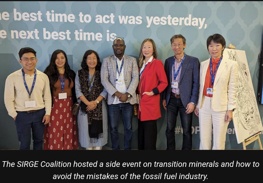 To avoid the mistakes of the fossil fuel industry the SIRGE coalition hosted as dide event on transition minerals during #Cop28Dubai 
As indigenous pastoralists people we are highly privileged to represent by Gideon Olesanago from #Pingosforum