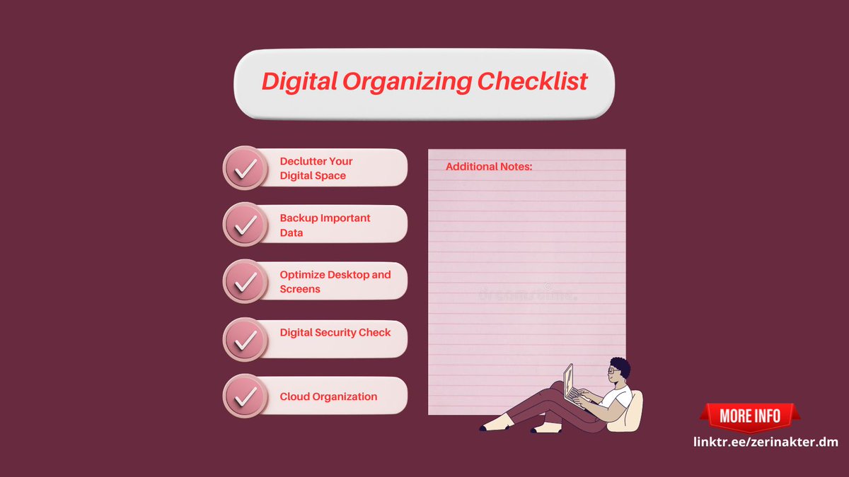 Streamline your digital life with our Digital Organizing Checklist! Declutter, backup, and optimize for efficiency. Prioritize security,and adopt mindful practices for a clutter-free digital experience. 🌐✨
#DigitalOrganization #TechEfficiency #ProductivityTips #DigitalLife