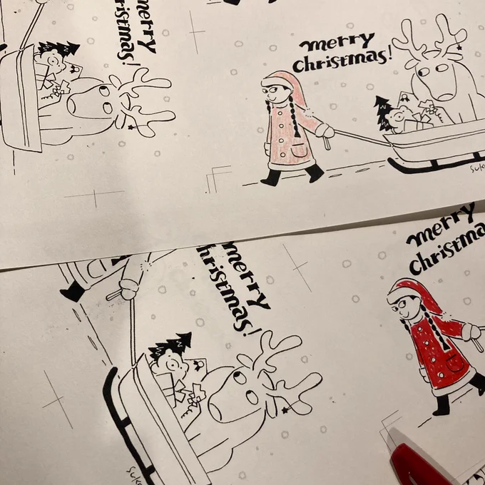クリスマスペーパー。 明日のTiny Holiday Market に持っていきます〜。
