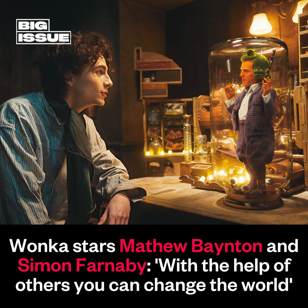 “With the help of others you can change the world.” @realmatbaynton and @simonfarnaby talk about Wonka, the biggest film of the festive season 🍫 bigissue.com/culture/film/w…