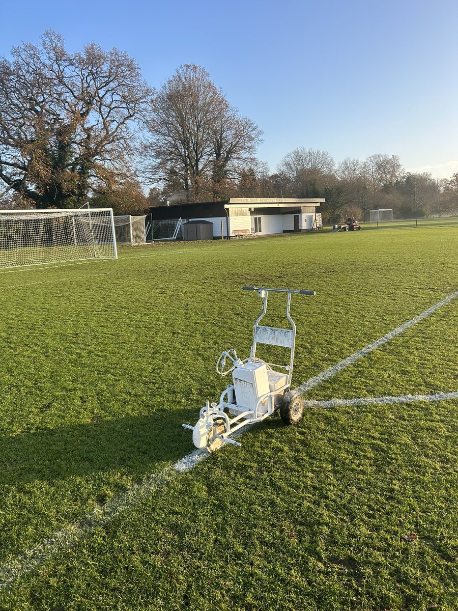 Last hand mark for the year on the football pitches #groundsman #marking #football