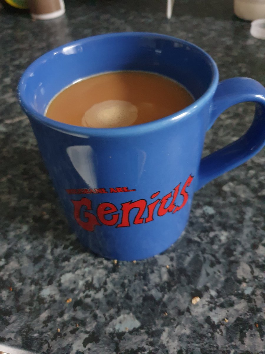 Hot mug of Genius to start the day before seeing the mighty <a href="/WolfsbaneHMS/">Wolfsbane</a> at <a href="/Water_Rats/">The Water Rats</a> tonight.