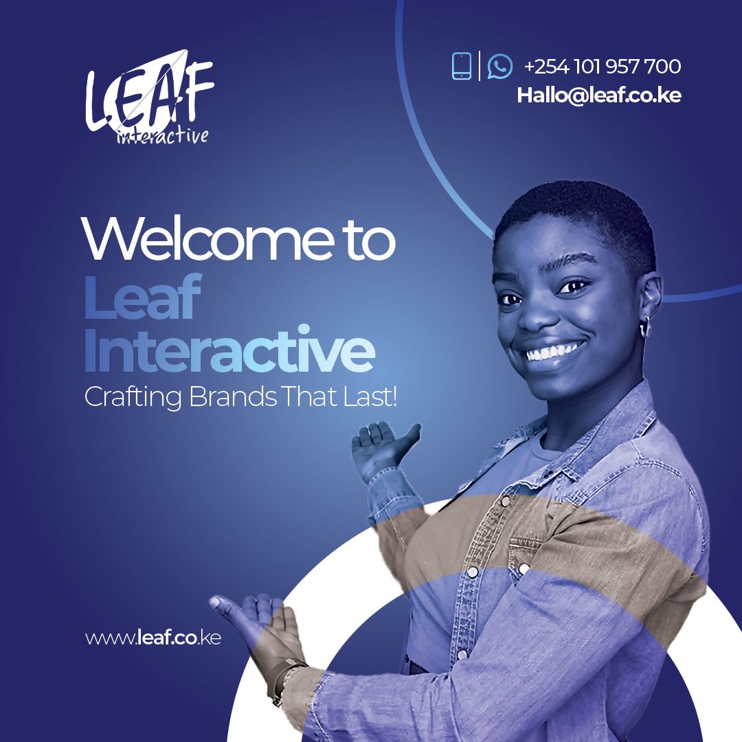 Embark on a journey of creativity with Leaf Interactive, where every brand story is a masterpiece waiting to unfold.

Talk to us
Whatsapp 📲 0101957700
Call 📲 0101957700
Email 📩Hallo@leaf.co.ke

#LeafInteractive #BrandCrafting #brandidentity #businesslogo #logodesign #design