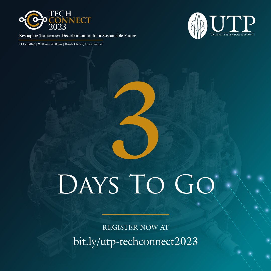 #TechConnect 2023 is set to pave the path on 11 December 2023. Brace yourself for an exceptional event that will spark the journey of innovation in decarbonisation with UTP. #TechConnect2023 #decarbonisation #sustainablefuture #UTPinMe #networking #technologytransfer