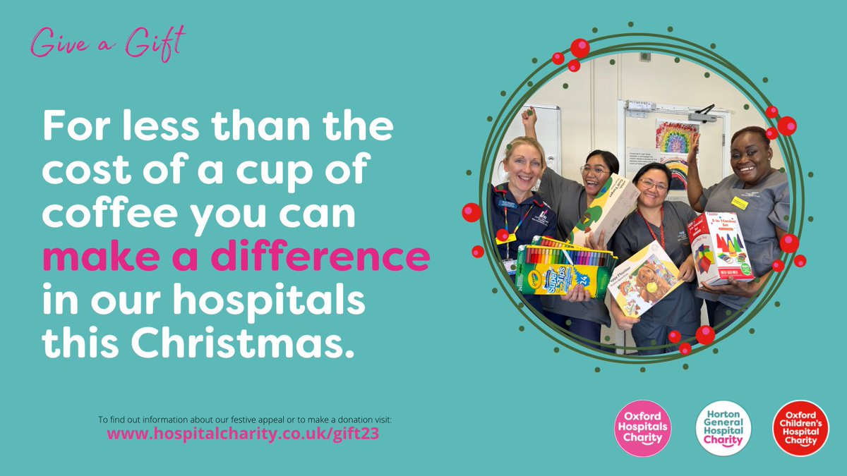 With your help, Oxford Hospitals Charity ensures no-one in hospital over the Christmas period is forgotten.Through our Give a Gift Appeal your kind donations help us fund gifts for patients in our hospitals. tinyurl.com/39fd8hkj