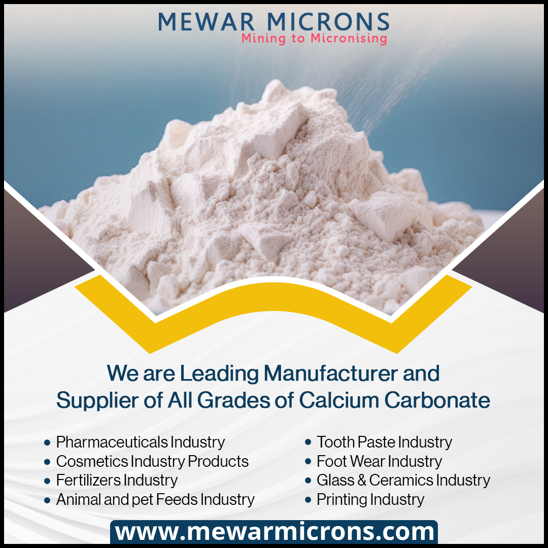 MewarMicrons's tweet photo. Elevate industries with our premier calcium carbonate – from pharmaceutical precision to cosmetic finesse, fostering growth across pharmaceuticals, cosmetics, fertilizers, #work #process #mineralindustry #mewarmicrons https://t.co/N7iVHOxyjf