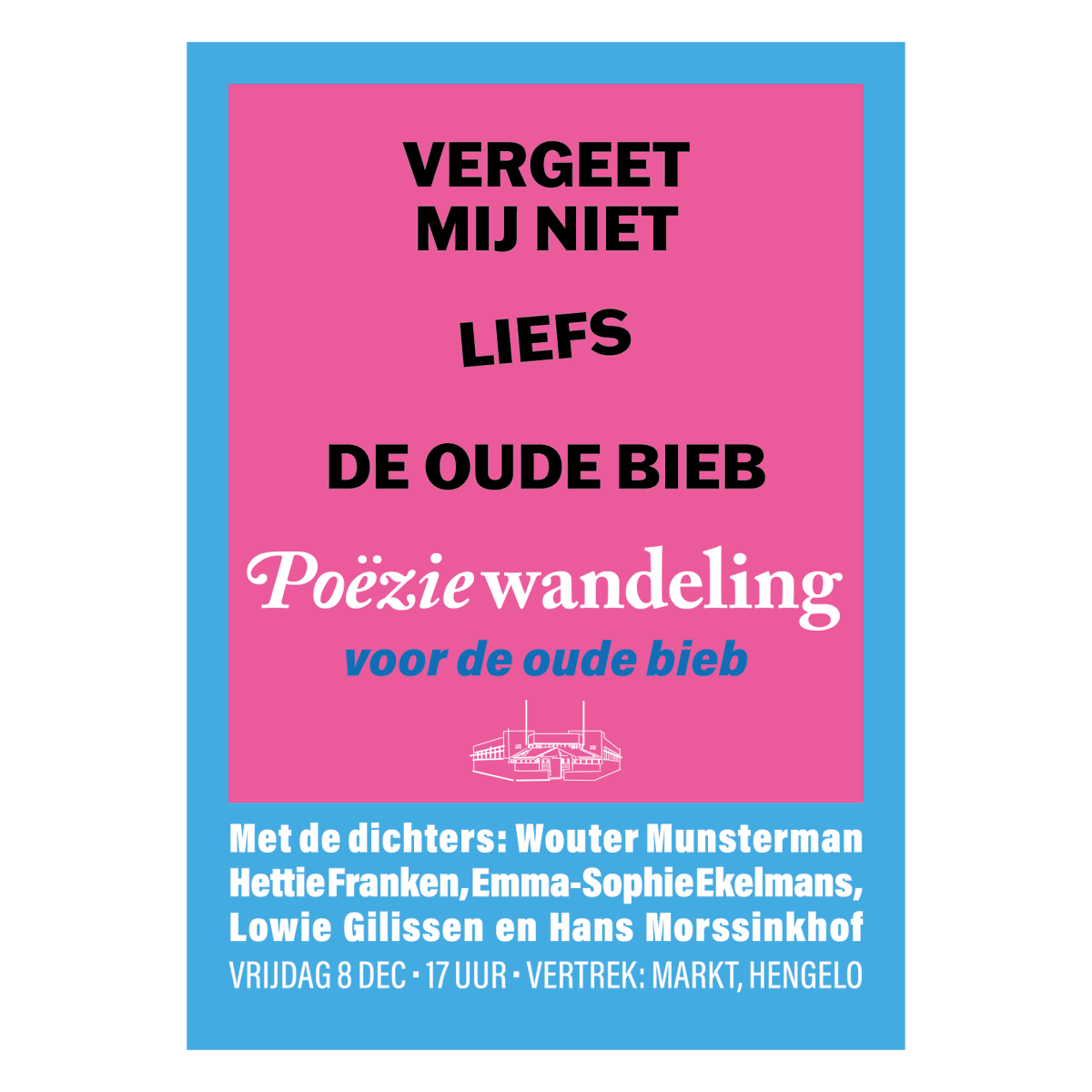 BehoudStorkbieb's tweet photo. Je bent er toch ook bij, straks vanaf 17 uur op de #Markt in #Hengelo?
Met  werk van vijf dichters, waarvan er vier zelf hun gedicht zullen voordragen.
En dat allemaal voor de #oudebieb aan de Vondelstraat in Hengelo waar alleen een publieke functie passend is. #cultuur #erfgoed https://t.co/dozd6EGW2S