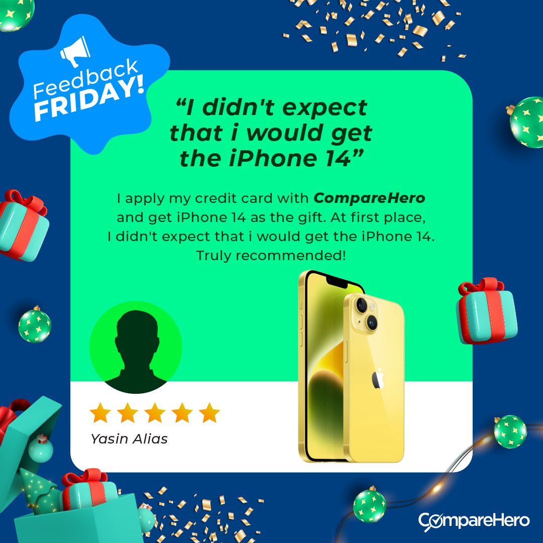 Wait, did someone say FREE iPhone 14?

Yep, you read that right!  CompareHero is not joking around - we are giving away iPhones for free. Don't miss out on this epic deal! Head over to bit.ly/3QVIFb2 and snag the best credit card deals of the month before it's too late!