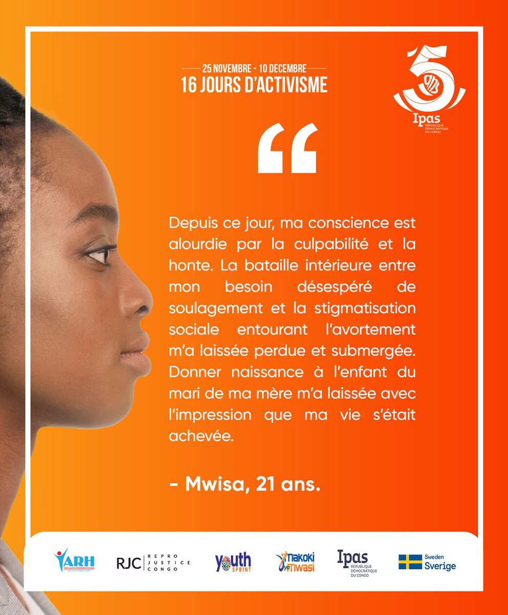 Une raison de plus pour unir nos voix et sensibiliser pendant ces #16joursdactivisme , Mwisa a 21 ans et se trouve être une victime de violence faite par un proche parent.
Dénonçons !

#16Jours4MakokiYaMwasi
#PassEACSRHBill
#BrisonsLeSilence
#AvecElles
#StopViolencesFemmes