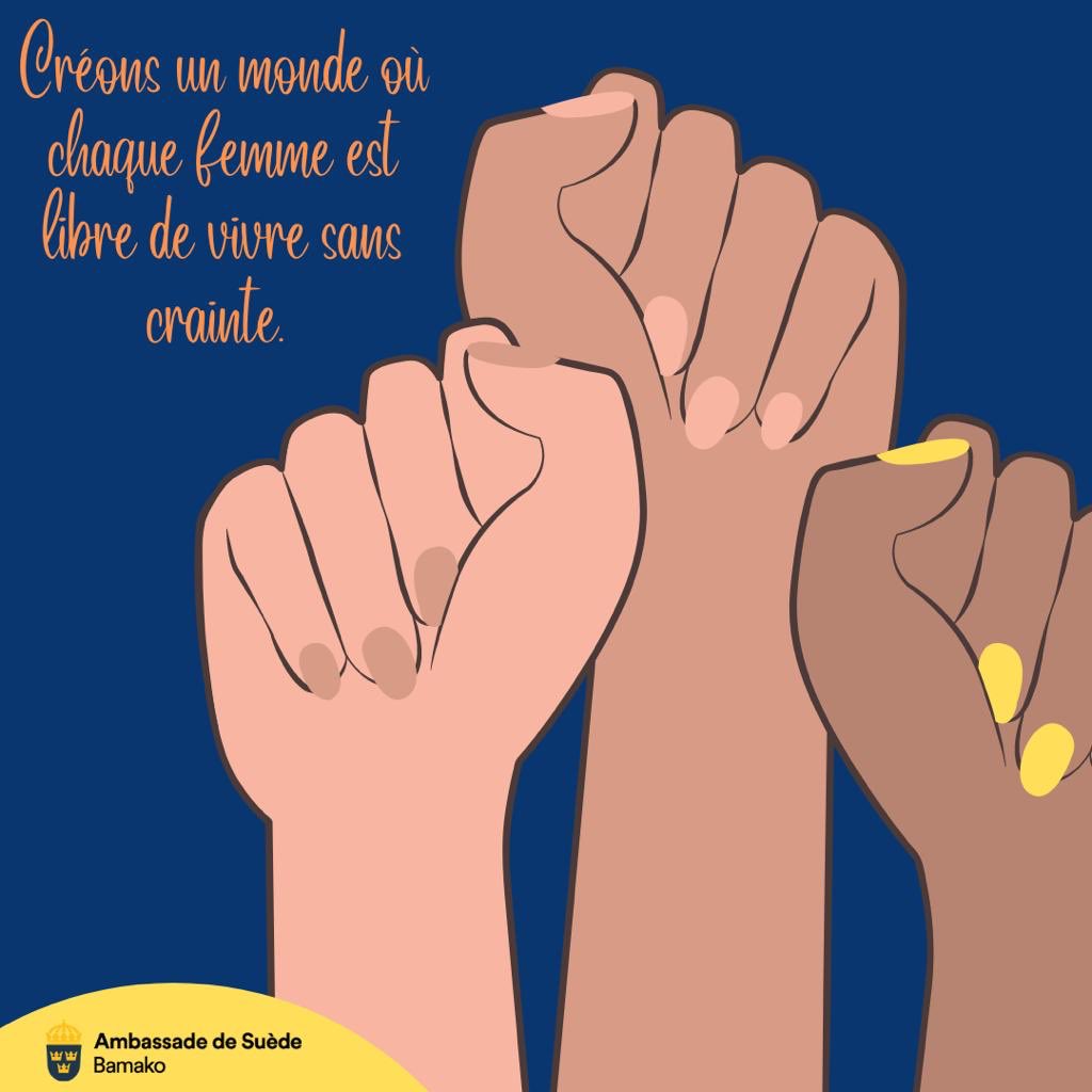 Le chemin vers l'égalité et la fin des violences basées sur le genre au Mali est encore long. Il est urgent d'intensifier les efforts pour créer un Mali où chaque femme est libre de vivre sans crainte.🌍💙#SuèdecontreVBG #16Jours #Pasdexcuse #ÉgalitéEnAction #StopVBG