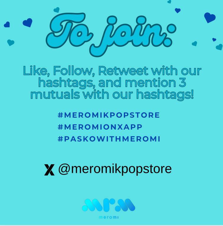 meromikpopstore's tweet image. Hi Meromi Fam! This is Meromi!
We’re finally on X !!!😍

Malapit na mag Pasko! Of course we prepared Christmas Gifts for Meromi Fam!!
How to join:
NO NEED to purchase anything!
See attached image-
Thanks for Always Supporting Meromi!
#MEROMIKPOPSTORE
#MEROMIONX
#PASKOWITHMEROMI